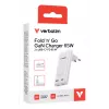Verbatim Fold 'n' Go carregador GaN 65W ficha EU branco