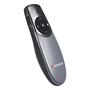 Verbatim Focus apresentador sem fios com ponteiro laser vermelho, RF, USB, 30 m, preto, prateado