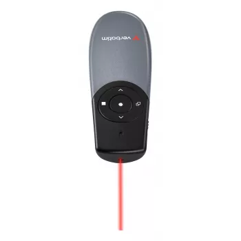 Verbatim Focus apresentador sem fios com ponteiro laser vermelho, RF, USB, 30 m, preto, prateado