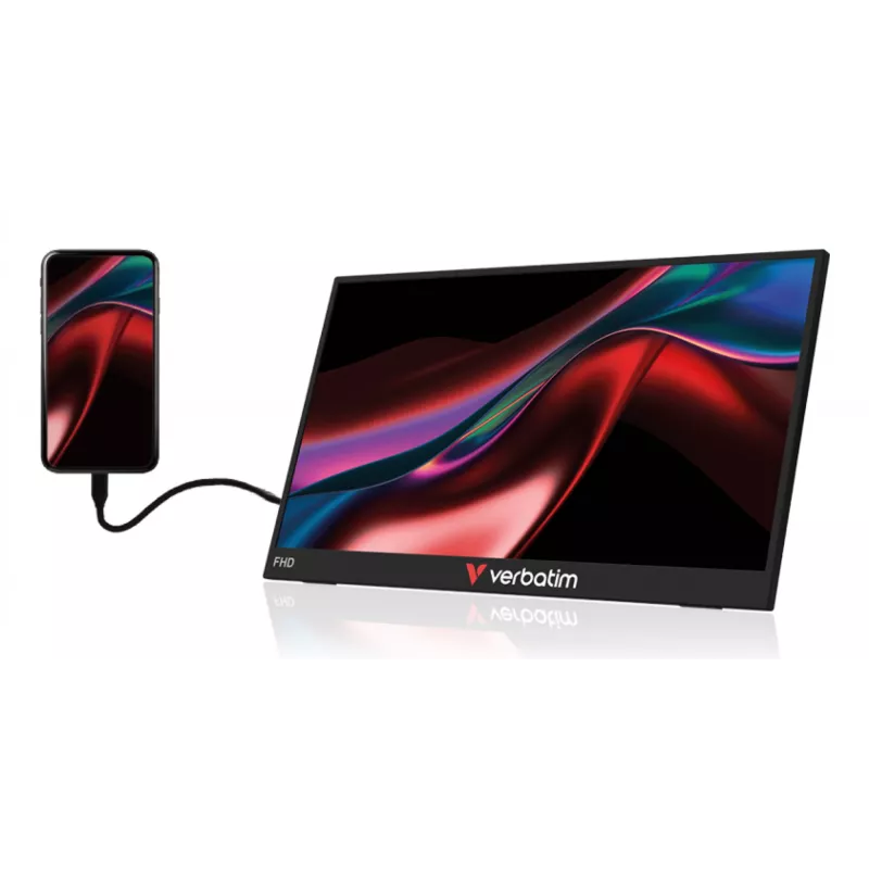 Monitor portátil Verbatim 15,6 polegadas FHD LIGHT, 39,6 cm (15,6 polegadas), LCD, 1920 x 1080 píxeis, Full HD, 16:9, 10 ms