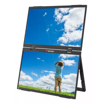 Monitor duplo portátil Verbatim 15,6 polegadas FHD Essentials, 39,6 cm (15,6 polegadas), LCD, 1920 x 1080 píxeis, Full HD, 16:9, 10 ms