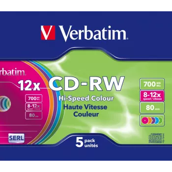 Verbatim CD-RW Colour 12x 700 MB 5 unid.