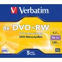 Verbatim VB-DPW44JC, DVD+RW, 120 mm, caixa de jóia, 5 unid., 4,7 GB