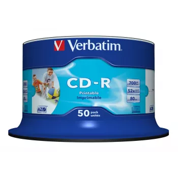 Verbatim CD-R AZO Wide Inkjet Printable no ID 700 MB 52x 50 unid.