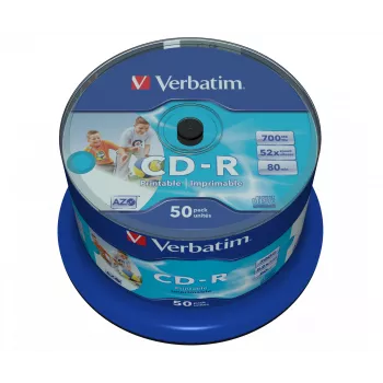 Verbatim CD-R AZO Wide Inkjet Printable no ID 700 MB 52x 50 unid.