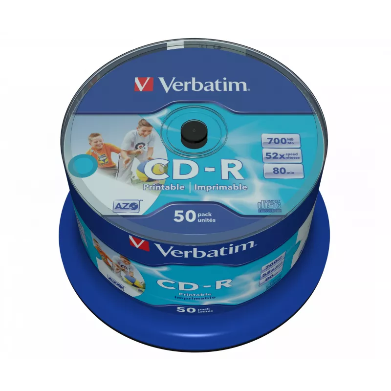 Verbatim CD-R AZO Wide Inkjet Printable no ID 700 MB 52x 50 unid.