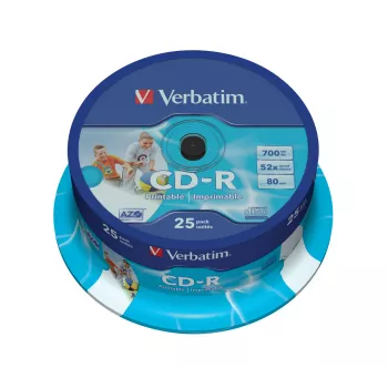 Verbatim CD-R AZO Wide Inkjet Printable 700 MB 52x 25 unid.