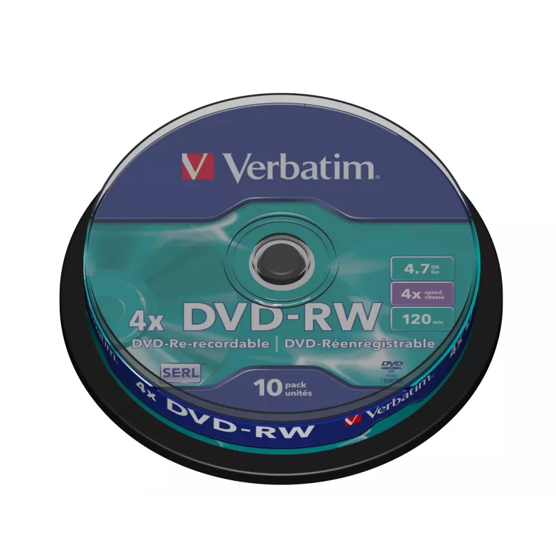 Verbatim DVDVER00072B, DVD-RW, spindel, 10 unid., 4,7 GB