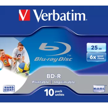 Verbatim BD-R SL 25GB 6x Printable pack de 10 caixa Jewel Case 10 unid.