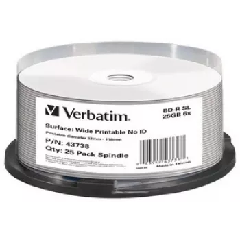Verbatim BD-R SL 25GB 6x Wide Printable spindle de 25 - No ID Brand