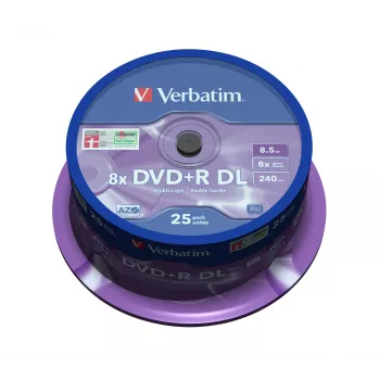 Verbatim DVD+R Double Layer 8x prateado mate spindle de 25