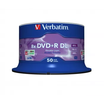 Verbatim DVD+R Double Layer 8x prateado mate spindle de 50