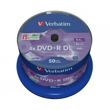 Verbatim DVD+R Double Layer 8x prateado mate spindle de 50