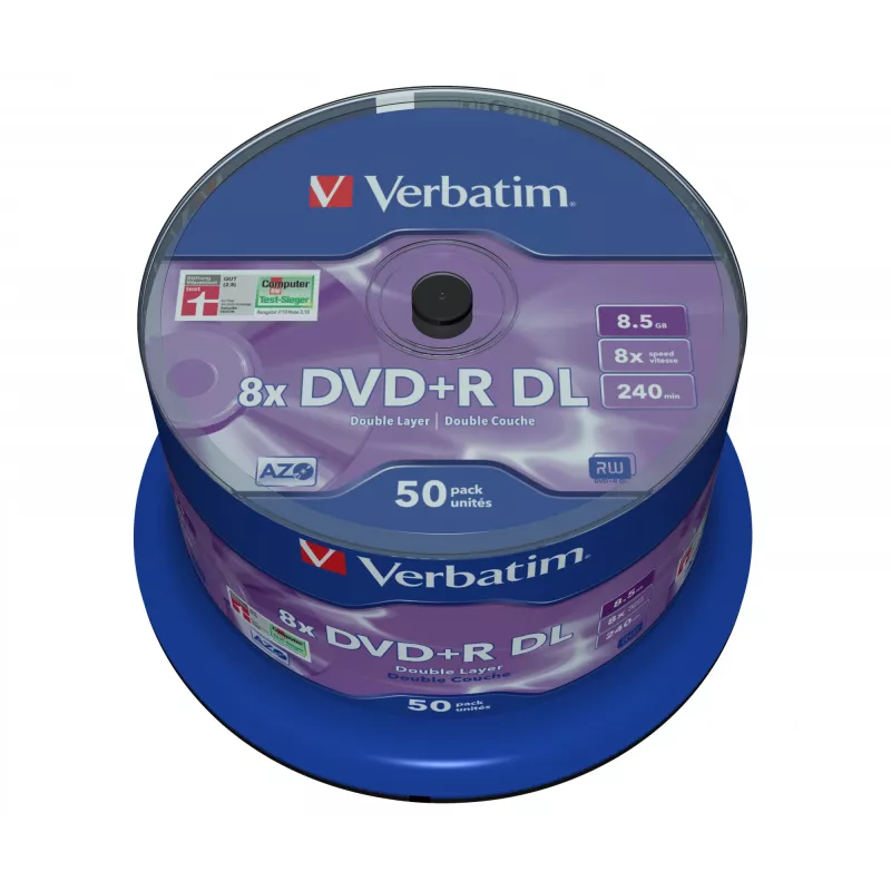 Verbatim DVD+R Double Layer 8x prateado mate spindle de 50