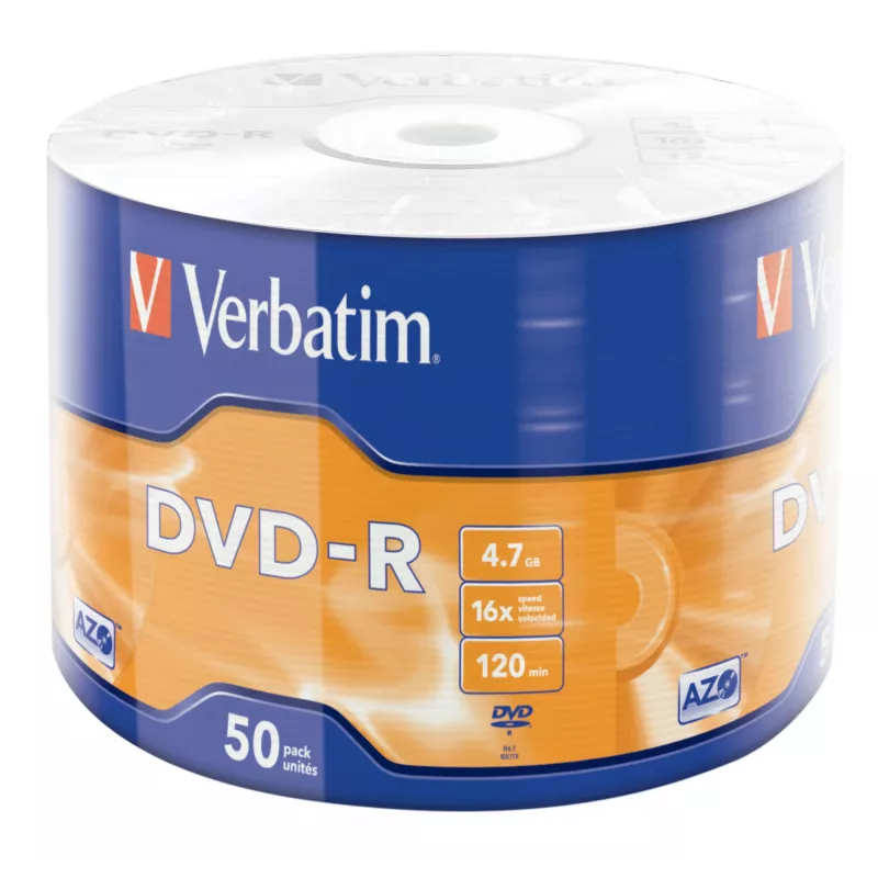 Verbatim DVD-R prateado mate pack de 50 wrap spindle