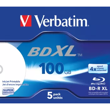 Verbatim BD-R XL 100GB* 4x Wide Inkjet Printable 5 unid. caixa Jewel Case