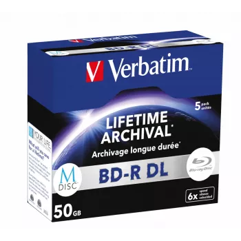 BD-R DL Verbatim MDISC 50 GB 5 unid. velocidade de gravação 6x