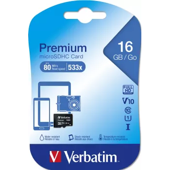 MicroSDHC Verbatim Premium 16 GB Classe 10 preto 44010