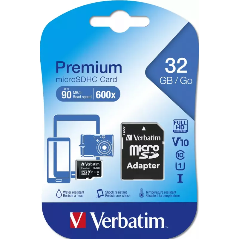 Memória flash Verbatim Premium 32 GB MicroSDHC Class 10 44083
