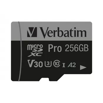 Verbatim Pro U3 256GB cartão Micro SDXC, 256 GB, MicroSDXC, Class 10, UHS-I, 100 MB/s, 90 MB/s