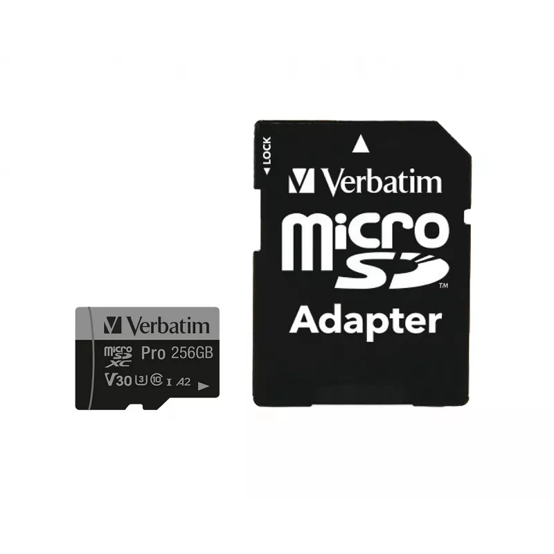 Verbatim Pro U3 256GB cartão Micro SDXC, 256 GB, MicroSDXC, Class 10, UHS-I, 100 MB/s, 90 MB/s