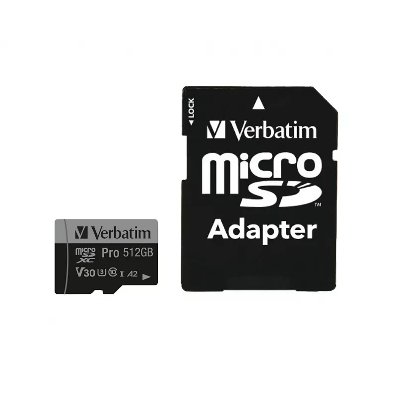 Verbatim Pro U3 512GB cartão Micro SDXC, 512 GB, MicroSDXC, Class 10, UHS-I, 100 MB/s, 90 MB/s