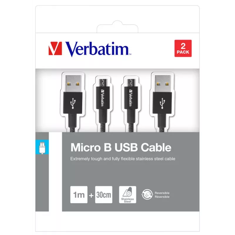 Cabo USB Verbatim 48875 USB 3.2 Gen 1 (3.1 Gen 1) 1 m Micro-USB A USB A preto