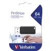Verbatim PinStripe - Pen drive 64 GB - preto, 64 GB, USB Type-A, 2.0, 10 MB/s, Slide, preto
