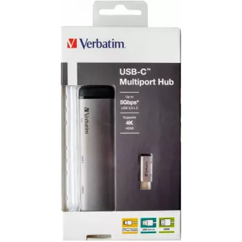 Dock/Replicador de portas para portátil Verbatim 49140 USB 3.2 Gen 1 (3.1 Gen 1) Type-C