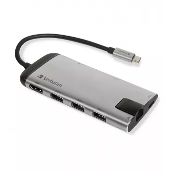 Dock/Replicador de portas para portátil Verbatim 49142 USB 3.2 Gen 1 (3.1 Gen 1) Type-C preto, prateado