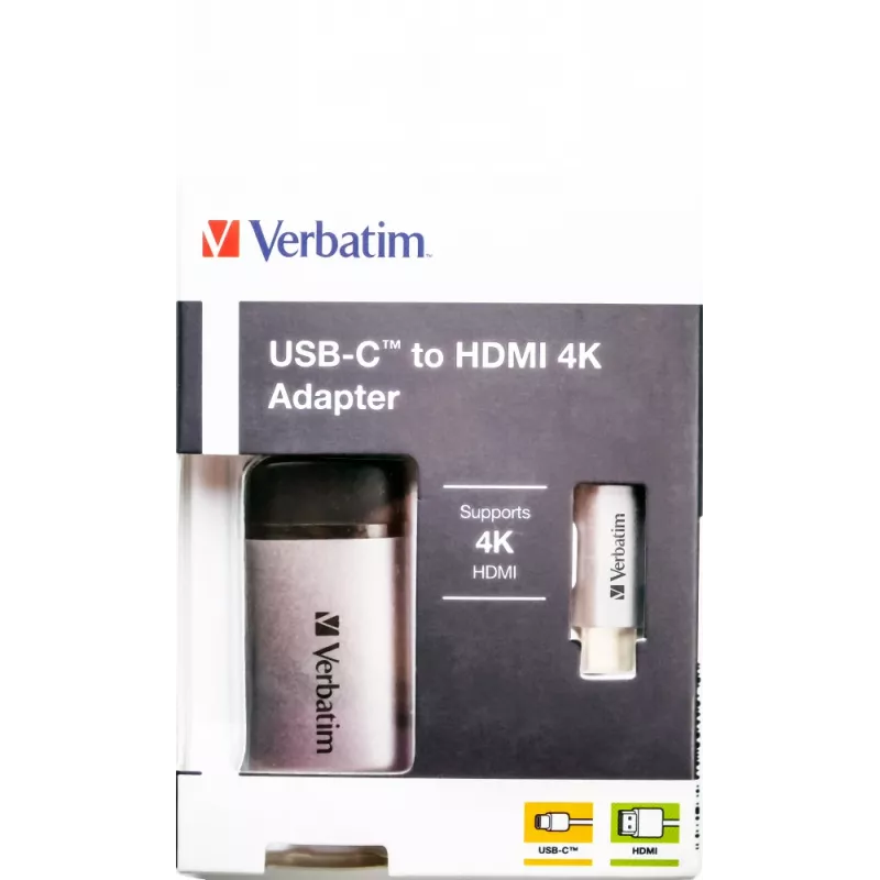 Adaptador de cabo de vídeo Verbatim 49143 0,1 m USB Type-C HDMI preto, prateado