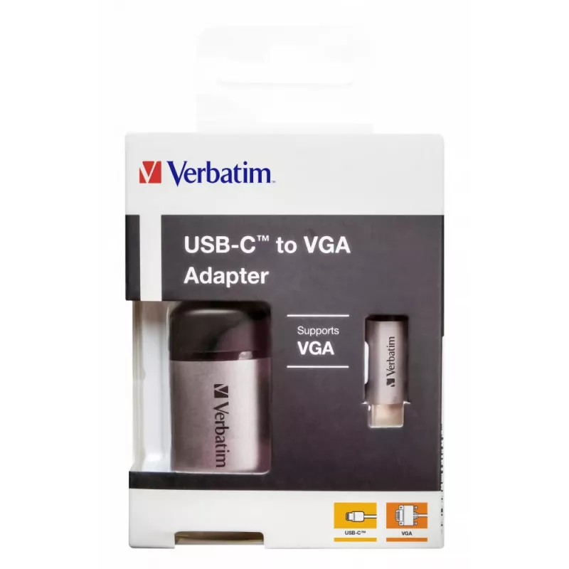 Adaptador de cabo de vídeo Verbatim 49145 0,01 m USB Type-C VGA (D-Sub) preto, prateado