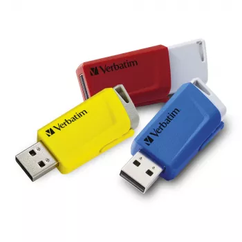 Verbatim Store 'n' Click - Pen drive USB 2.0 3.2 GEN1 - 3x16 GB - vermelho/azul/amarelo