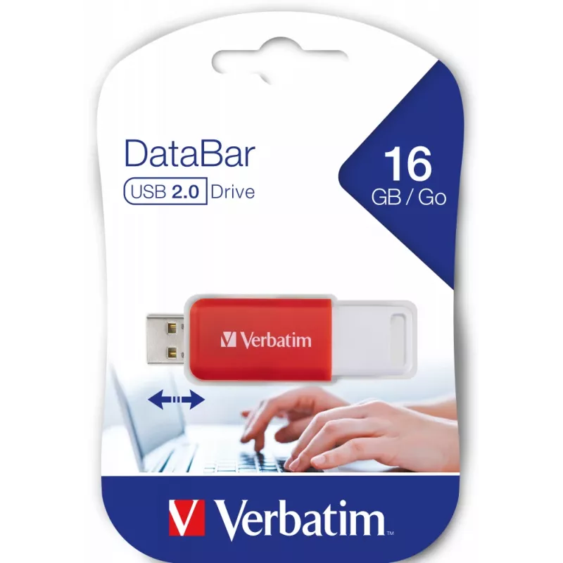 Pen drive Verbatim DataBar 16 GB USB Type-A 2.0 vermelho