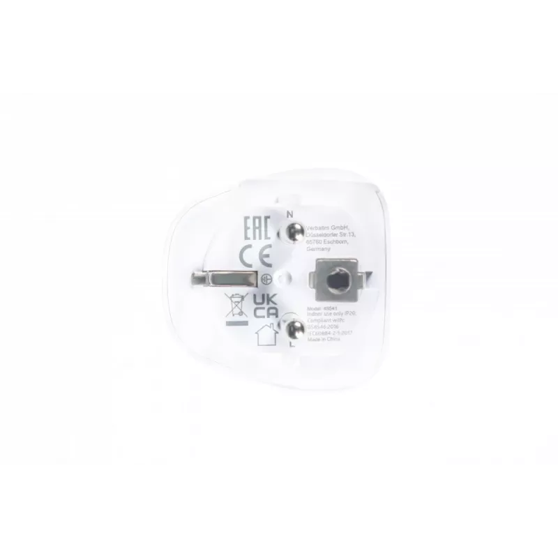 Adaptador de ficha de rede Verbatim 49541 universal tipo E/F híbrido branco