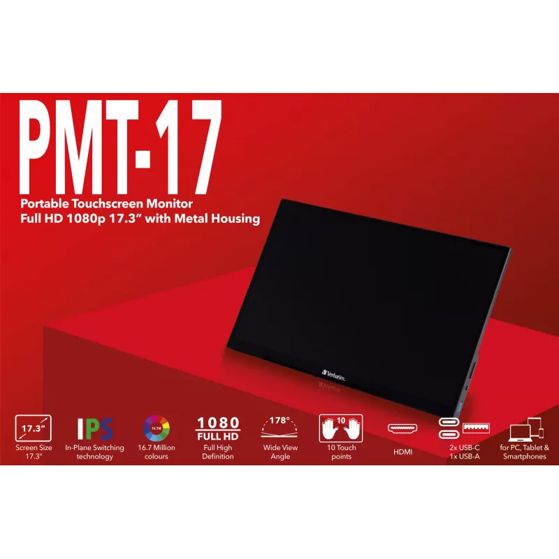 Monitor de computador Verbatim 49593 43,9 cm (17,3