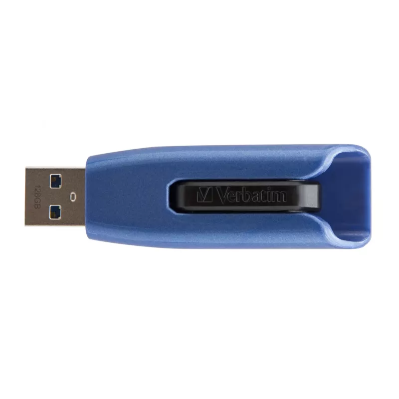 Pen drive Verbatim V3 MAX USB 3.0 128 GB - azul, 128 GB, USB Type-A, 3.2 Gen 1 (3.1 Gen 1), 175 MB/s, Slide, preto, azul
