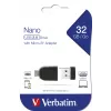 Pen drive Verbatim Nano USB 2.0 com adaptador Micro USB 32 GB - preto