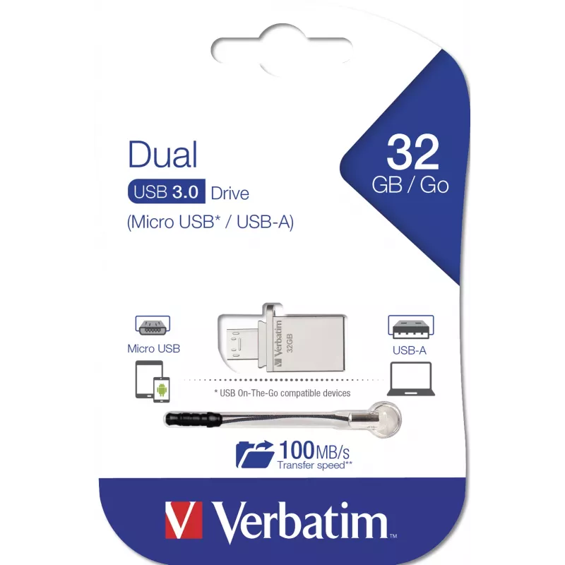 Pen drive Verbatim Store 'n' Go OTG Micro USB 32 GB USB Type-A / Micro-USB 3.2 Gen 1 (3.1 Gen 1) prateado