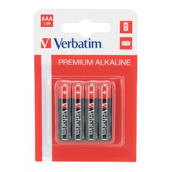 Pilhas alcalinas Verbatim AAA embalagem blister de 4, pilha descartável, AAA, alcalina, 1,5 V, 4 unid., multicolor