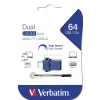Verbatim Dual - unidade USB 3.0 64 GB - USB-C / USB-A - azul