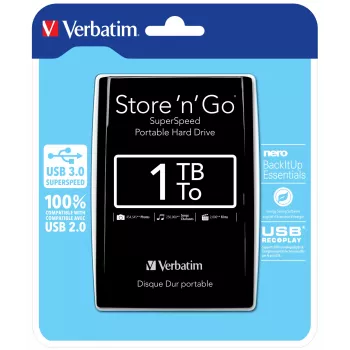 Verbatim Store 'n' Go USB 3.0 disco rígido portátil 1TB preto