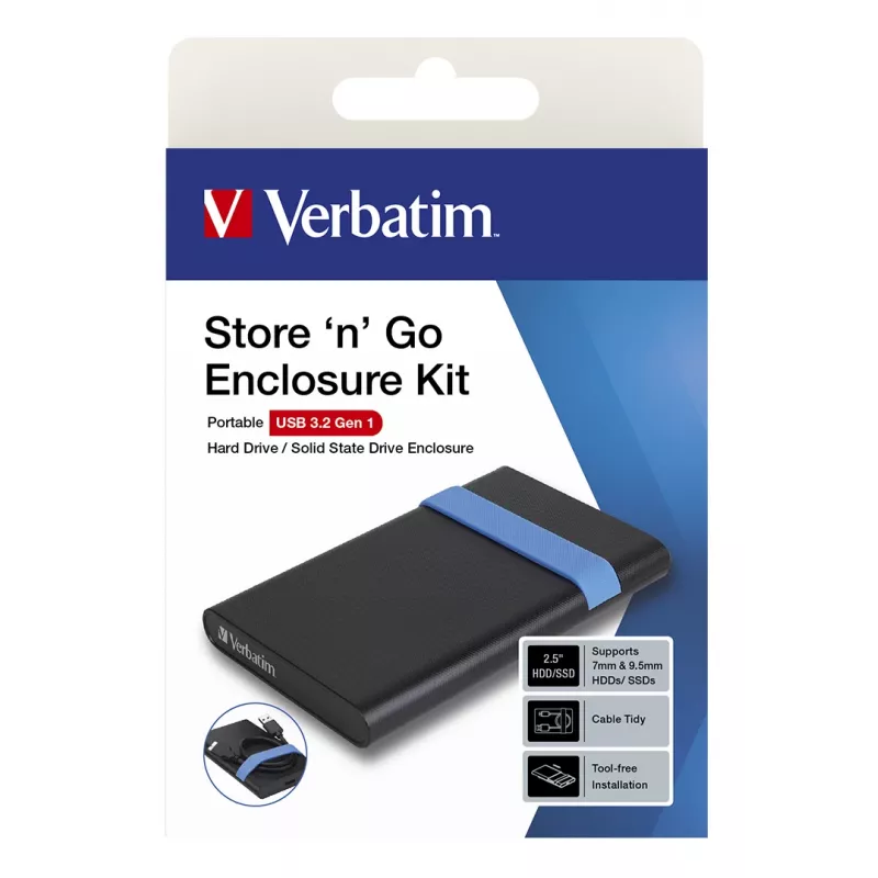 Verbatim Store'N'Go kit de caixa HDD/SSD preto, azul 2,5 polegadas