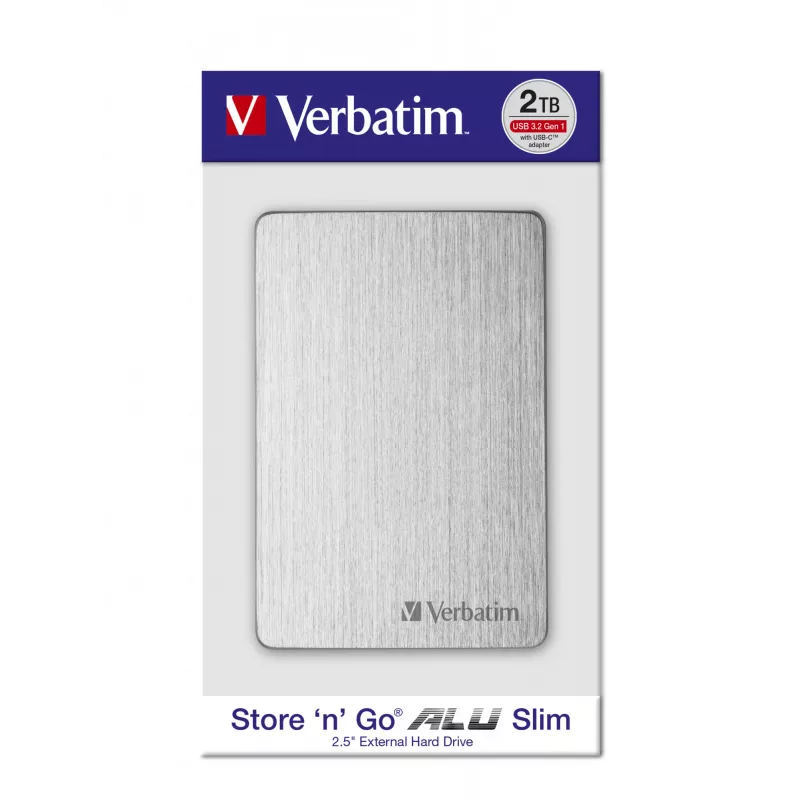 Verbatim Store 'n' Go ALU disco externo portátil fino 2 TB prateado