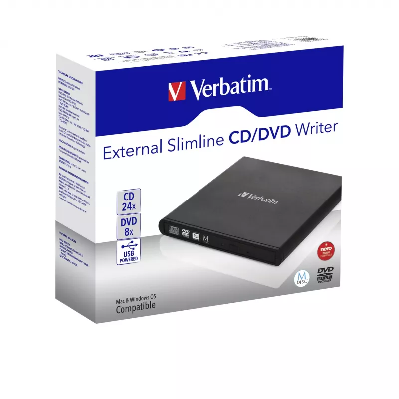 Verbatim Slimline Unidade ótica CD/DVD DVD-RW preto
