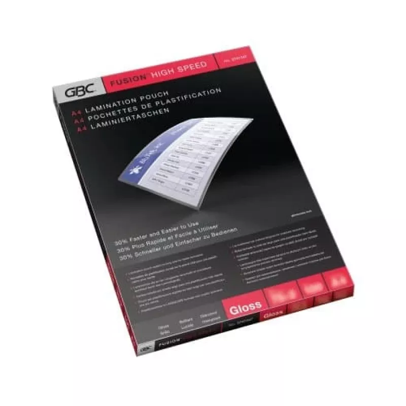 Película de plastificação GBC A4 High Speed 100 mícron, brilhante, transparente, A4, 0,2 mm, 216 mm, 303 mm