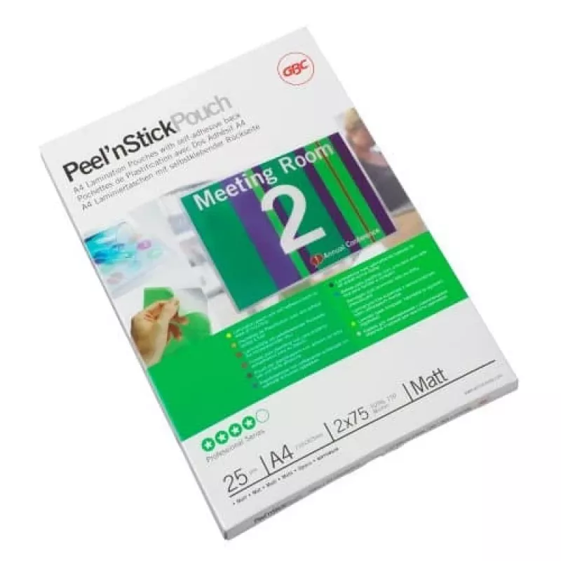 Película de plastificação GBC A4 autoadesiva mate 75 mícron, brilhante, A4, 0,15 mm, 25 unid.