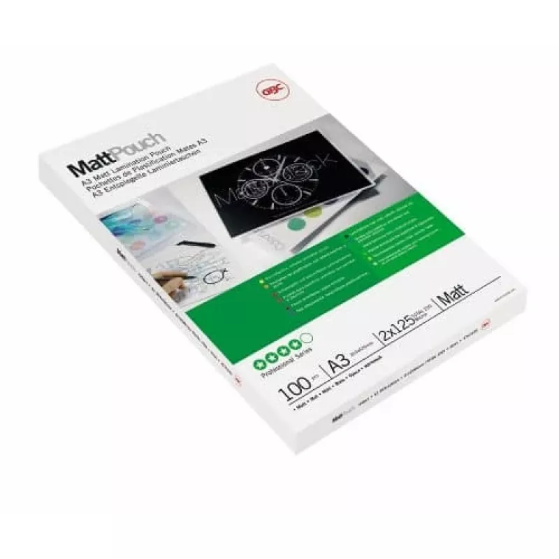Película de plastificação GBC A3 mate 125 mícron, mate, branco, A3, 0,25 mm, 303 mm, 426 mm