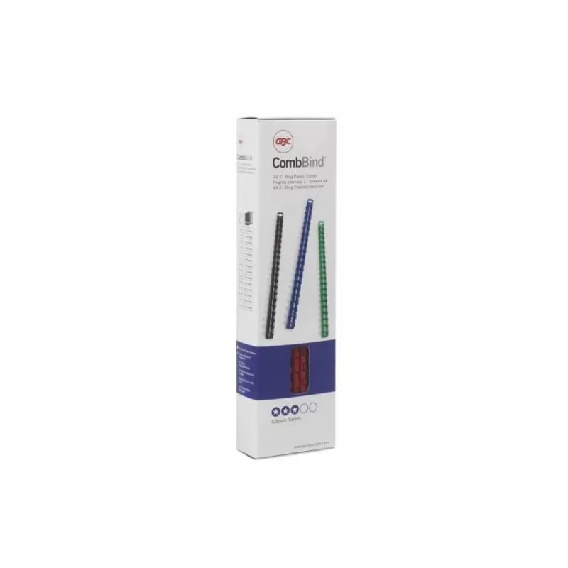 Encadernadores de pente GBC CombBind 8 mm A4 21R, preto, 45 folhas, policloreto de vinilo (PVC), A4, 8 mm, 240 g
