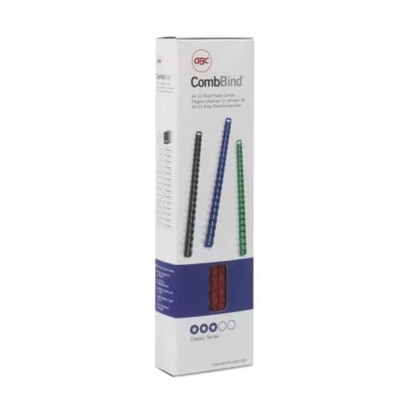 Encadernadores de pente GBC CombBind 8 mm A4 21R, branco, 45 folhas, policloreto de vinilo (PVC), A4, 8 mm, 180 g